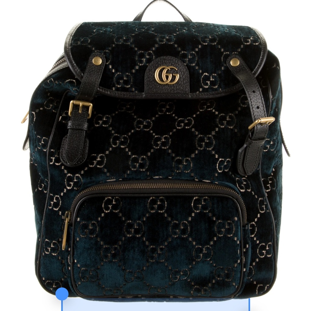 Gucci Velvet GG Double Buckle Backpack
